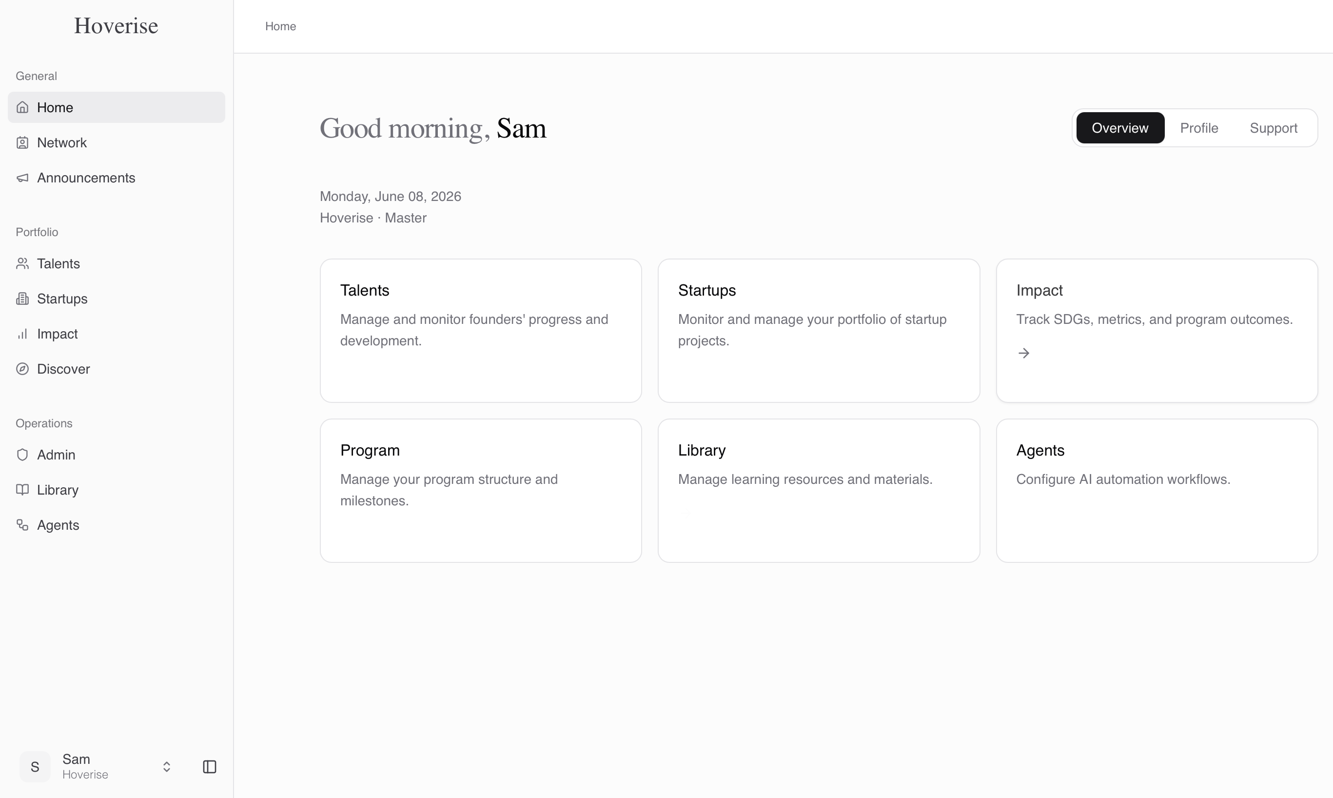 Hoverise dashboard - AI-powered entrepreneurship platform
